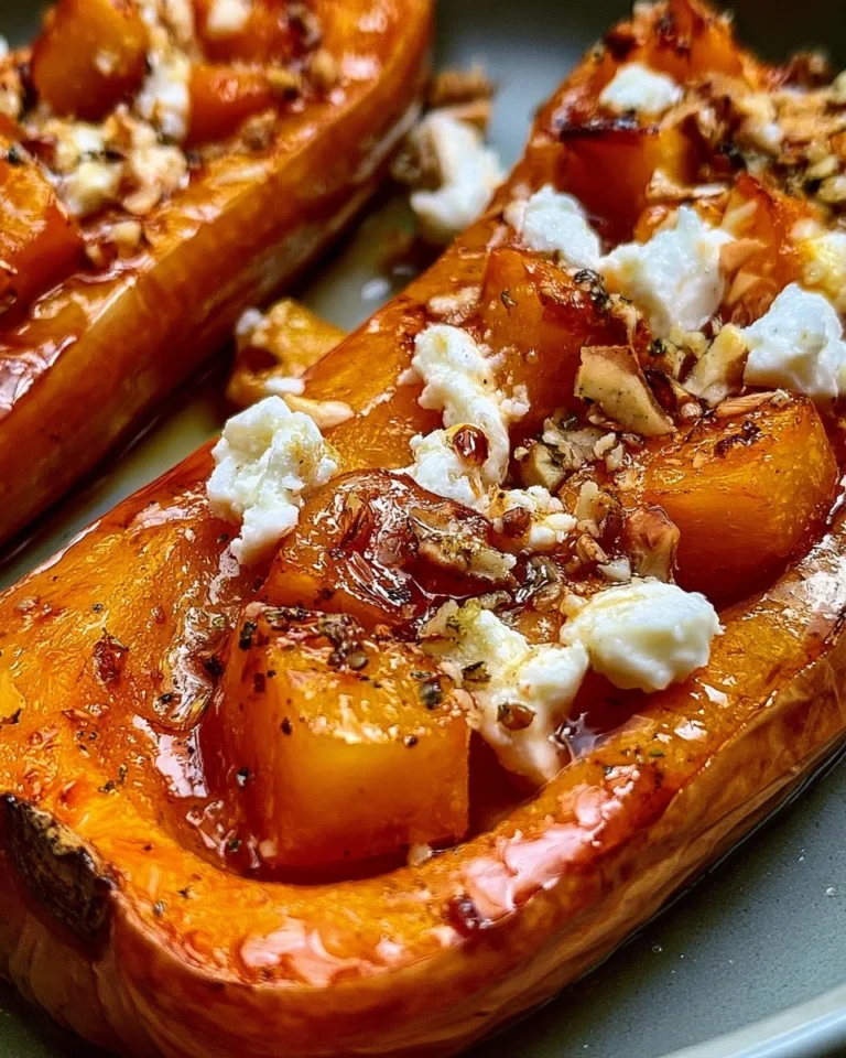 Butternut rôti au miel, feta et noix, plat savoureux et réconfortant