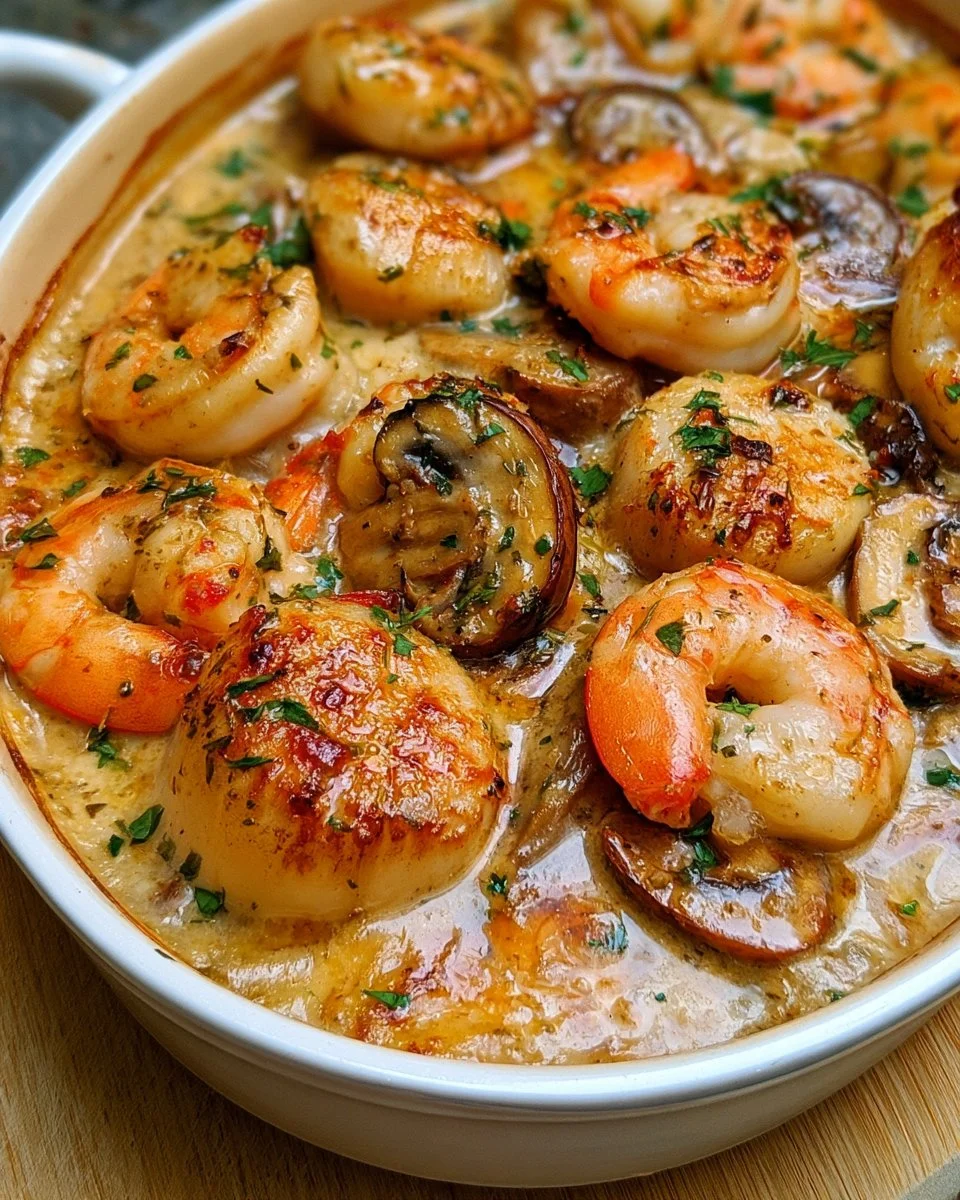 Cassolette de la Mer aux Saint-Jacques, Crevettes et Champignons