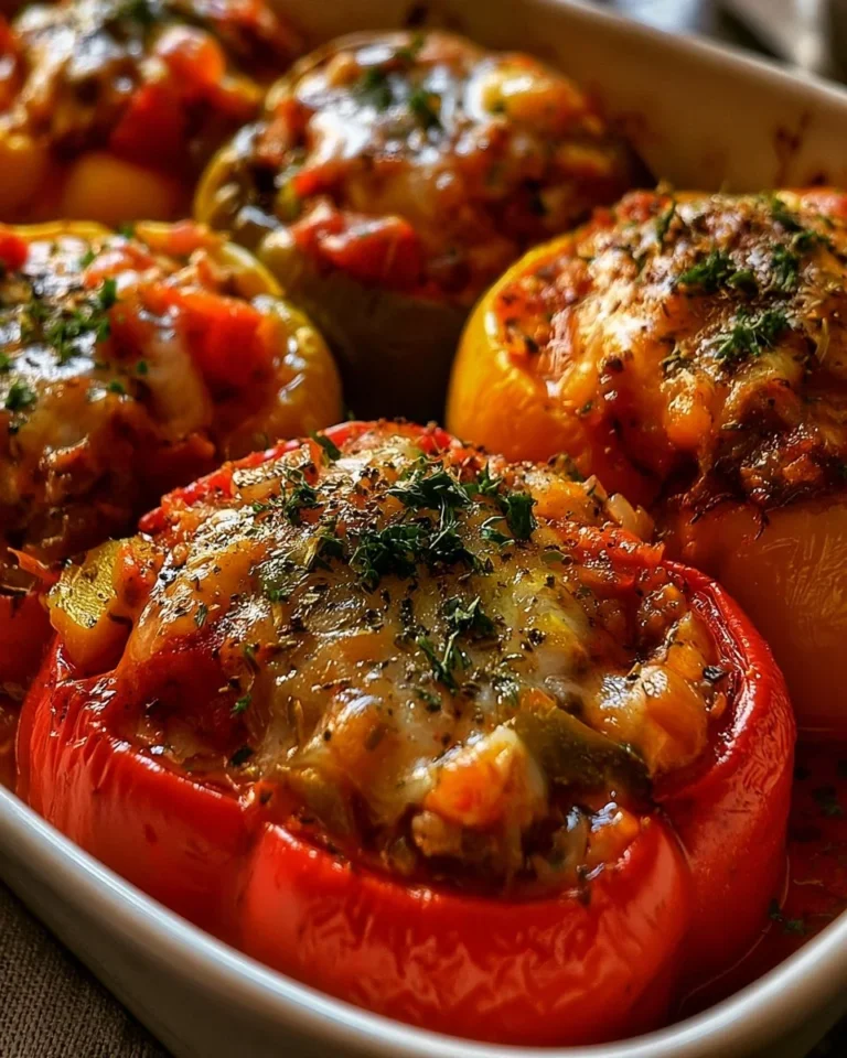 Poivrons farcis en cocotte garnis de légumes et viande