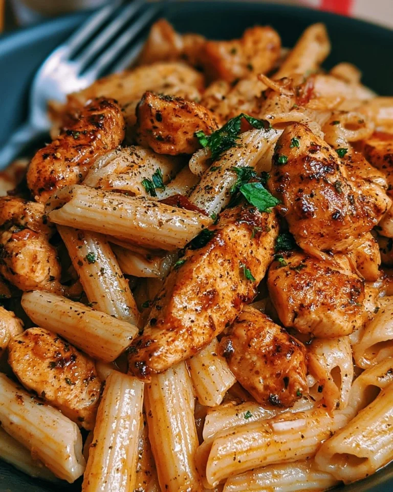 Délicieuse assiette de Pâtes au Poulet garnie de légumes frais