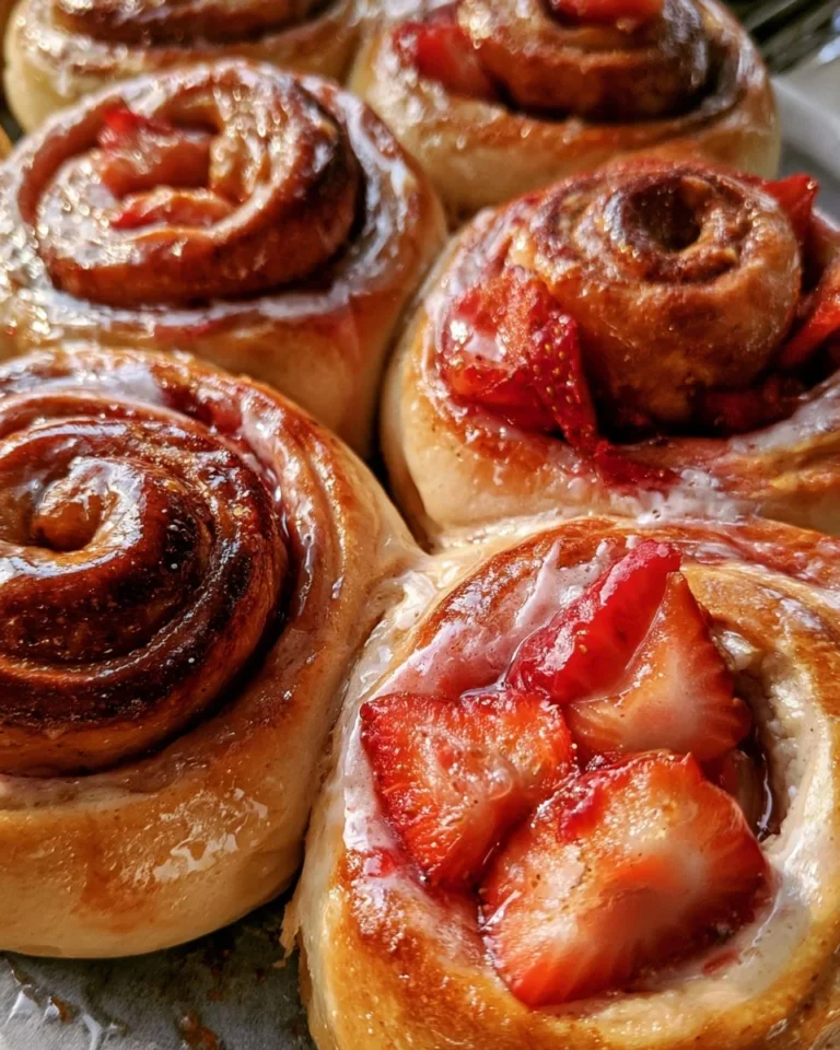 Roulés à la cannelle et fraises garnis, recettes maison délicieuses.