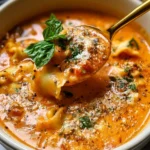Bol de Soupe de Lasagne Crémeuse garni de fromage et herbes fraîches